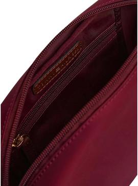 Bolsa Tommy Hilfiger Popette de nylon granate para mulher.