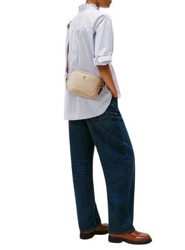 Bolsa Tommy Hilfiger Popette de nylon bege para mulher.