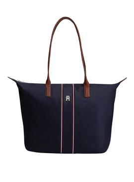 Retorna apenas a tradução para o português: Bolsa tote Tommy Hilfiger Popette corpo azul marinho para mulher.