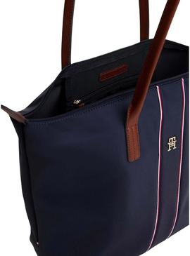 Retorna apenas a tradução para o português: Bolsa tote Tommy Hilfiger Popette corpo azul marinho para mulher.
