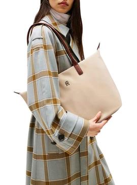 Bolsa tote Tommy Hilfiger Popette bege para mulher.