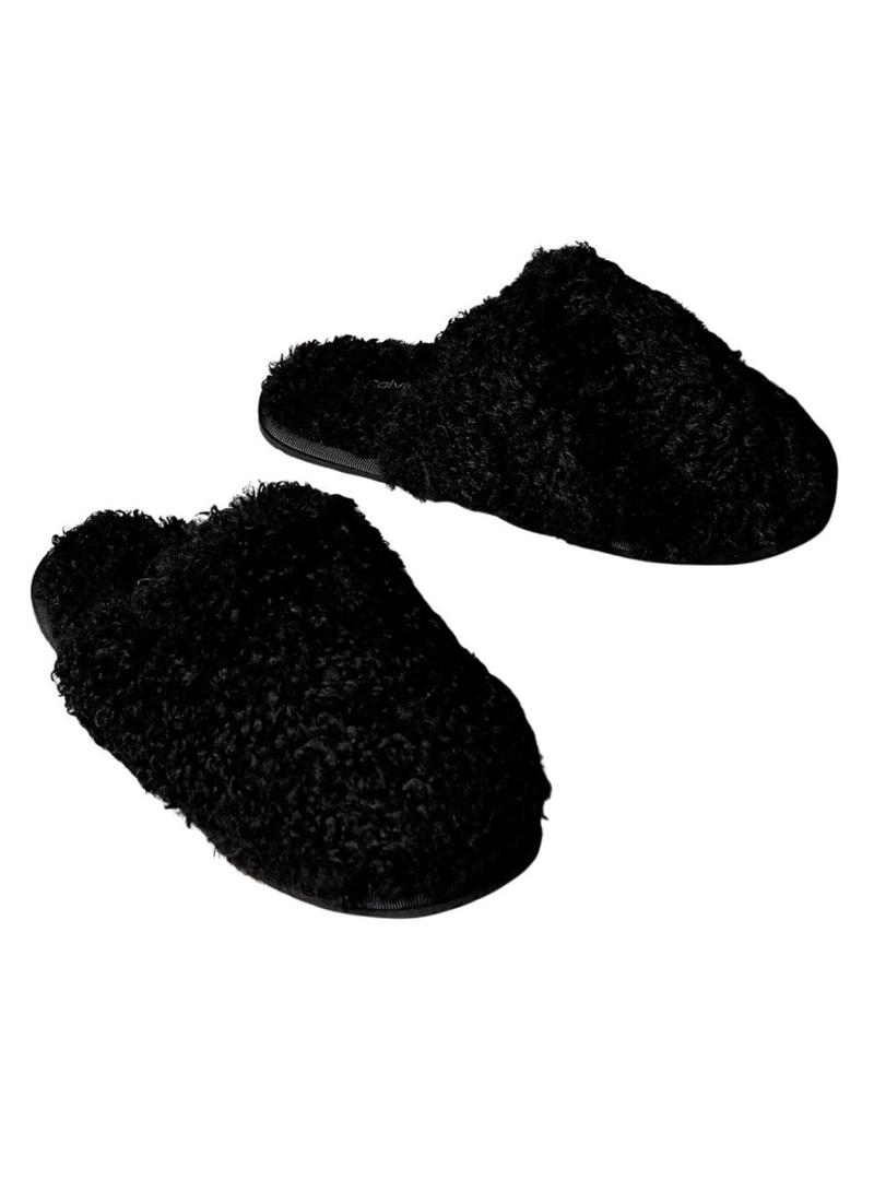 Sapatos Calvin Klein Close Slipper Fur preto para mulher.
