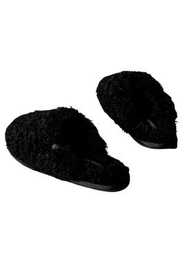 Sapatos Calvin Klein Close Slipper Fur preto para mulher.