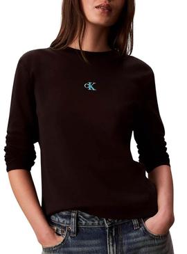 Camisa Calvin Klein Jeans Satin Ombre Graphic preta para mulher.