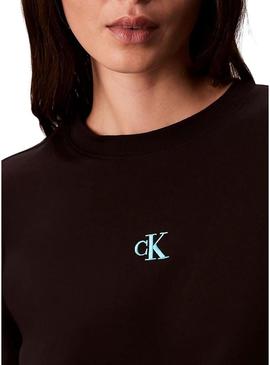 Camisa Calvin Klein Jeans Satin Ombre Graphic preta para mulher.