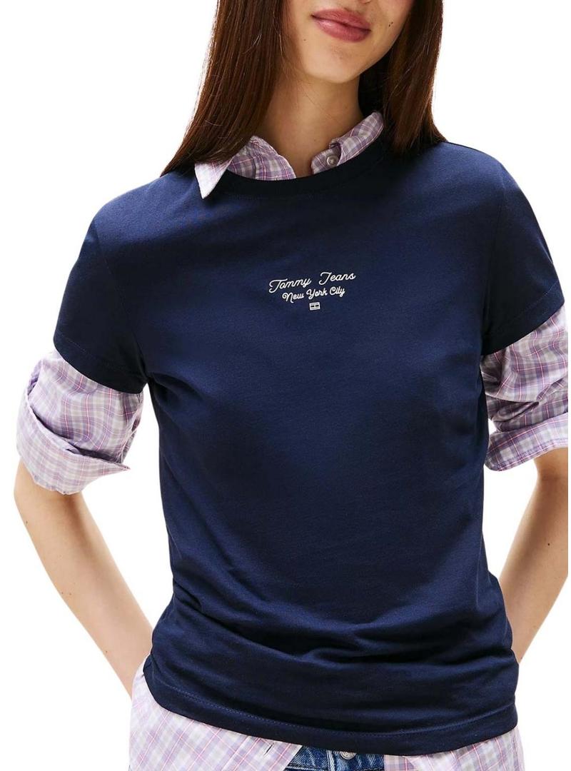 Camiseta Tommy Jeans Ess Logo azul para mulher