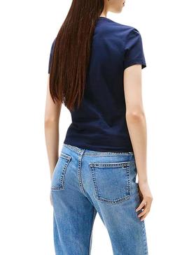 Camiseta Tommy Jeans Ess Logo azul para mulher
