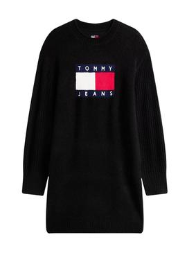 Vestido Tommy Jeans Flag preto para mulher