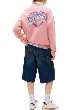 Moletom Tommy Jeans Heart rosa para mulher.