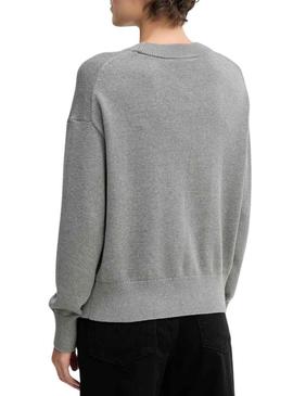 Camisola Calvin Klein Cotton Graphic cinzenta para mulher.