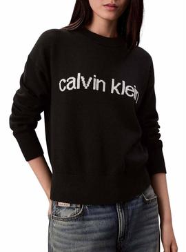 Camisa Calvin Klein Cotton Graphic preta para mulher.