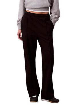 Calças Calvin Klein Jeans Archive Logo French Terry negras para mulher.