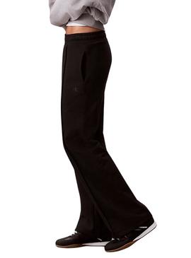 Calças Calvin Klein Jeans Archive Logo French Terry negras para mulher.