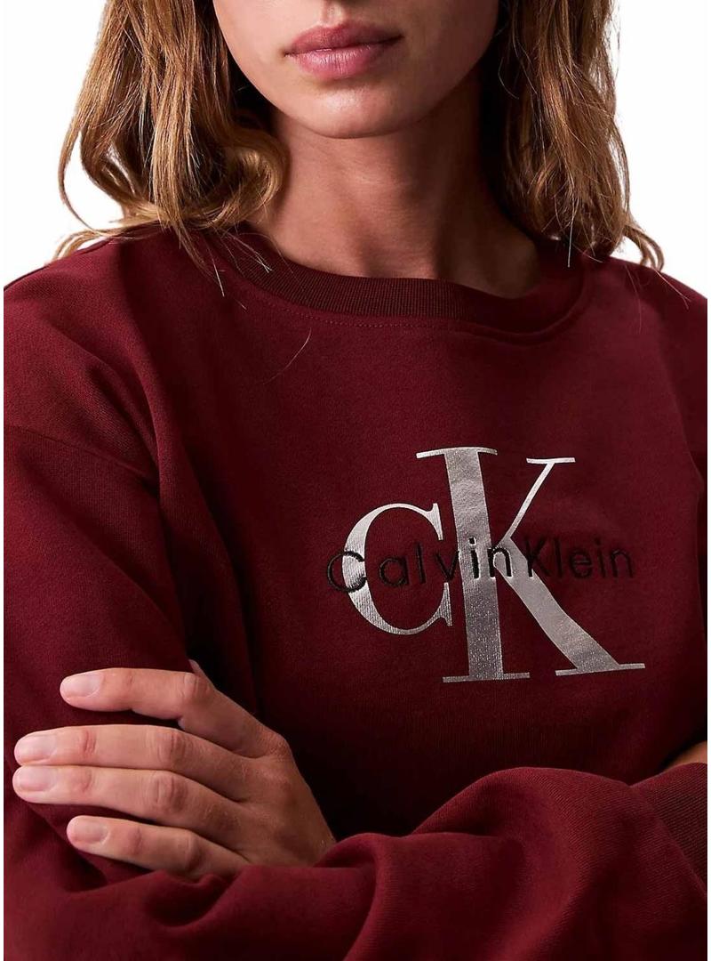 Moletom Calvin Klein Monólogo French Terry vinho para mulher.