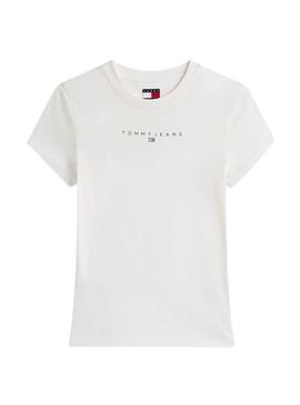 Camiseta Tommy Jeans Bling Linear branca para mulher.