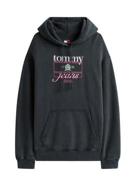 Moletom Tommy Jeans Crest Flag preto para mulher