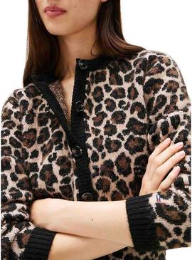 Jaqueta Tommy Jeans Leopard marrom para mulher.