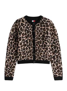 Jaqueta Tommy Jeans Leopard marrom para mulher.