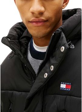 Parka Tommy Jeans mistura preta para homem