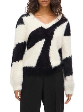 Camisola Vila Nuo preta e branca para mulher.