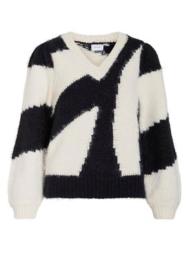 Camisola Vila Nuo preta e branca para mulher.