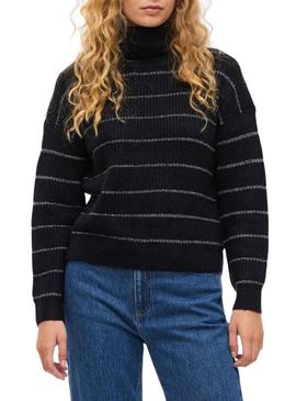 Camisola Vila Vizaza listras preto e prateado para mulher