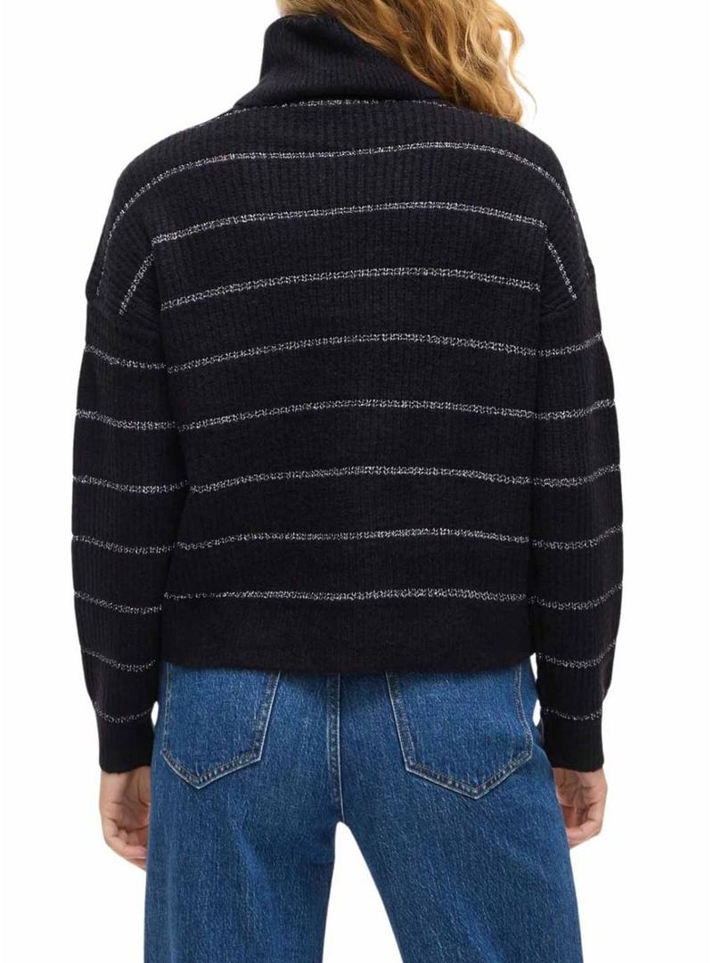 Camisola Vila Vizaza listras preto e prateado para mulher