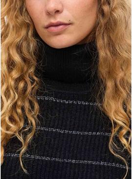 Camisola Vila Vizaza listras preto e prateado para mulher