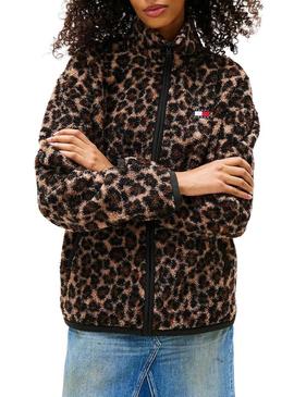 Jaqueta Tommy Jeans Teddy de leopardo para mulher.