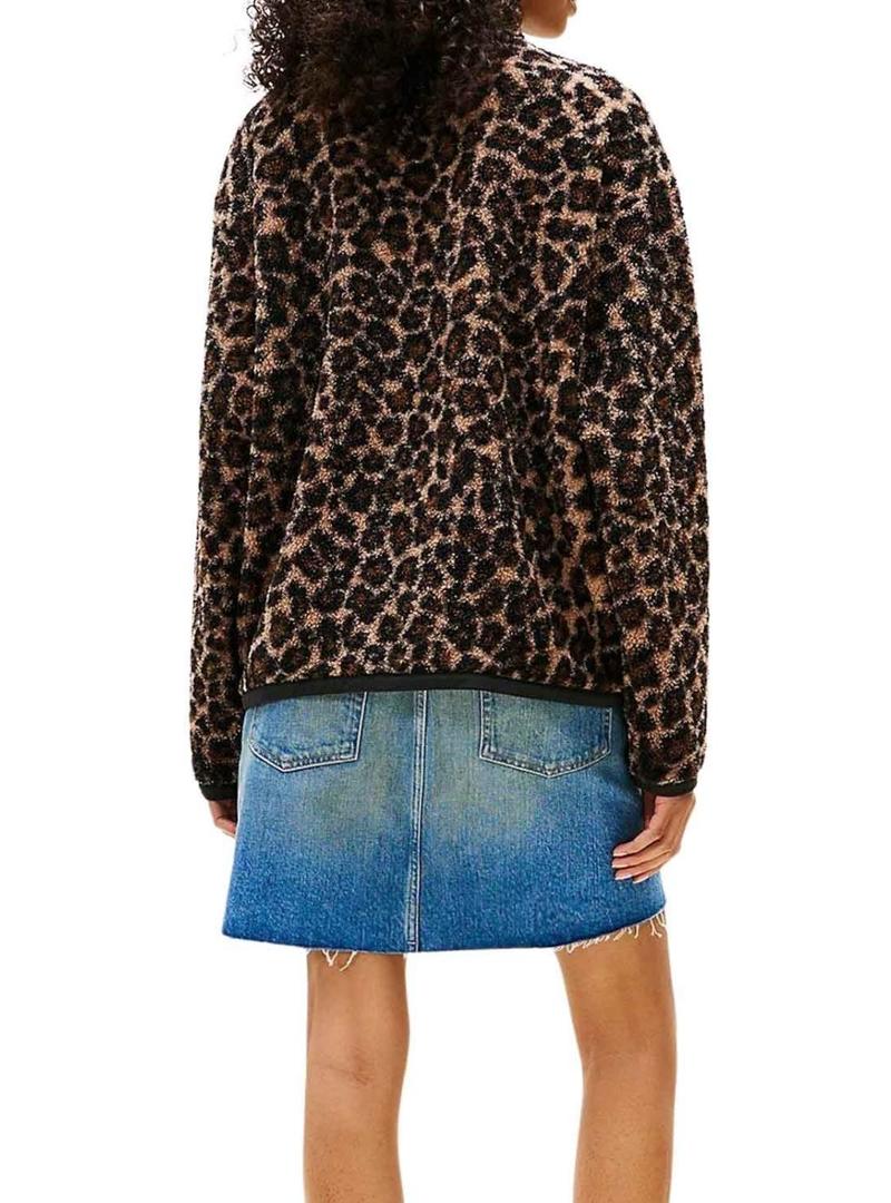 Jaqueta Tommy Jeans Teddy de leopardo para mulher.