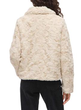 Jaqueta de pele Vila Vidorte bege para mulher