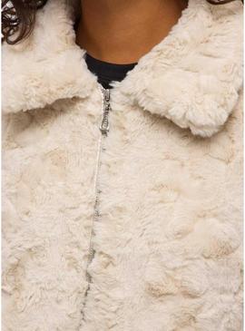 Jaqueta de pele Vila Vidorte bege para mulher