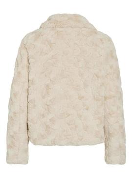 Jaqueta de pele Vila Vidorte bege para mulher