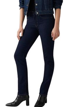 Calça jeans Levis 724 denim escuro para mulher.