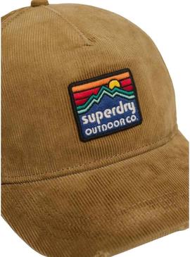 Boné Superdry Graphic Cord Trucker de veludo caramelo.