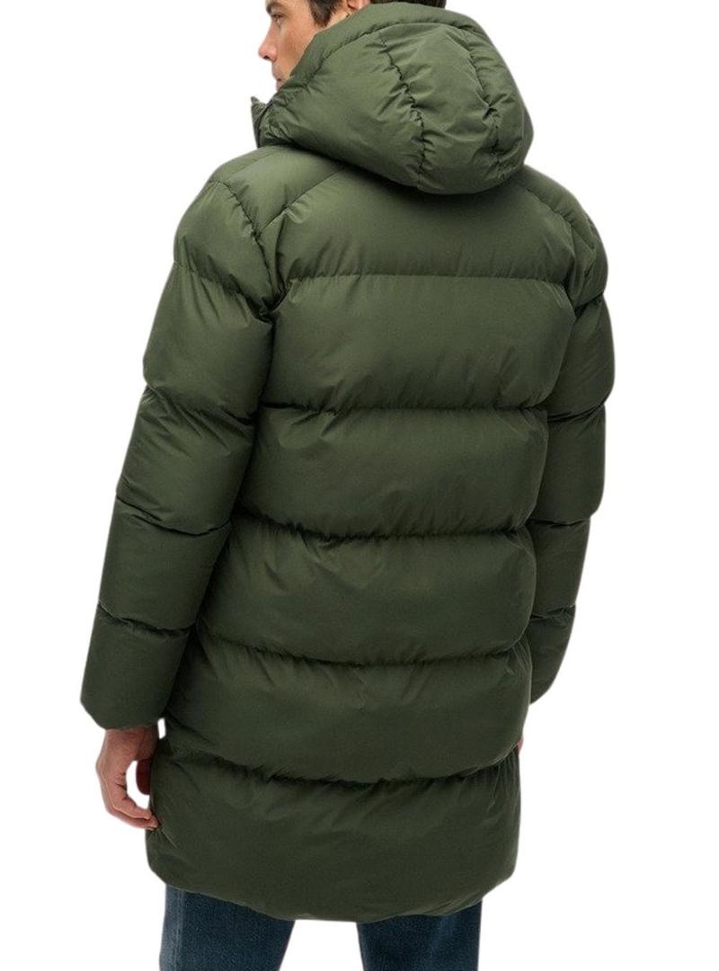Jaqueta Superdry com capuz acolchoada verde para homem.