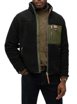 Polar Superdry Vintage Retro Full Zip preto para homem.