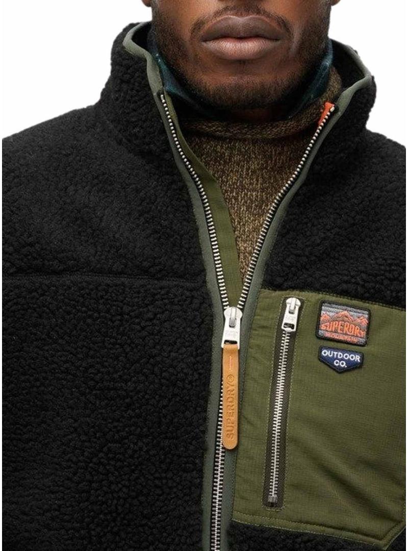 Polar Superdry Vintage Retro Full Zip preto para homem.