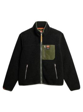 Polar Superdry Vintage Retro Full Zip preto para homem.