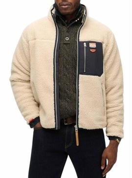 Polar Superdry Vintage Retro Full Zip bege para homens