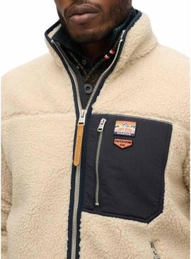 Polar Superdry Vintage Retro Full Zip bege para homens