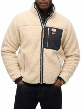 Polar Superdry Vintage Retro Full Zip bege para homens