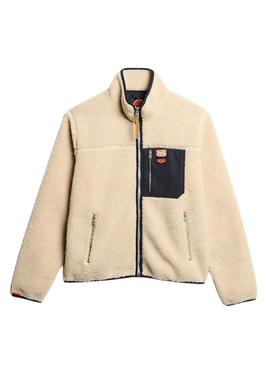 Polar Superdry Vintage Retro Full Zip bege para homens