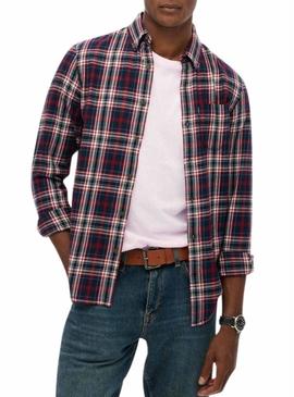 Camisa Superdry Vintage Check xadrez azul marinho para homem