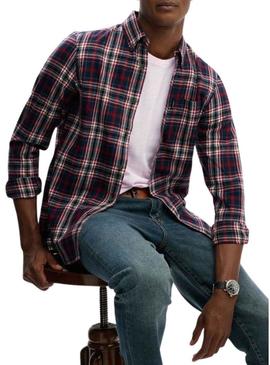 Camisa Superdry Vintage Check xadrez azul marinho para homem