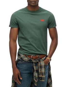 Camiseta Superdry Essential Logo verde para homem.