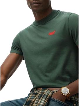 Camiseta Superdry Essential Logo verde para homem.