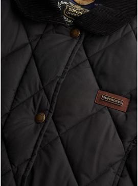 Jaqueta Superdry Cord Trimmed Liner preta para mulher.