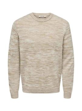 Apenas devolva Jersey Only and Sons Trak bege para homem.