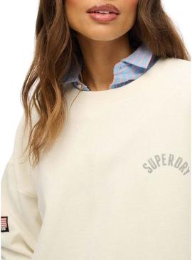 Moletom Superdry Athletic Relaxed Printed bege para mulher.